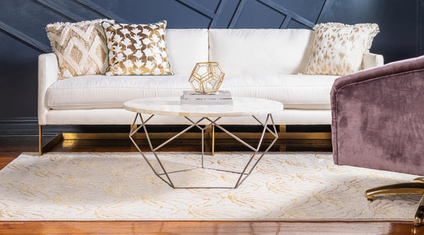 Hollywood Luxe Collection Area Rug - Rodeo Rectangle White Gold lifestyle 11