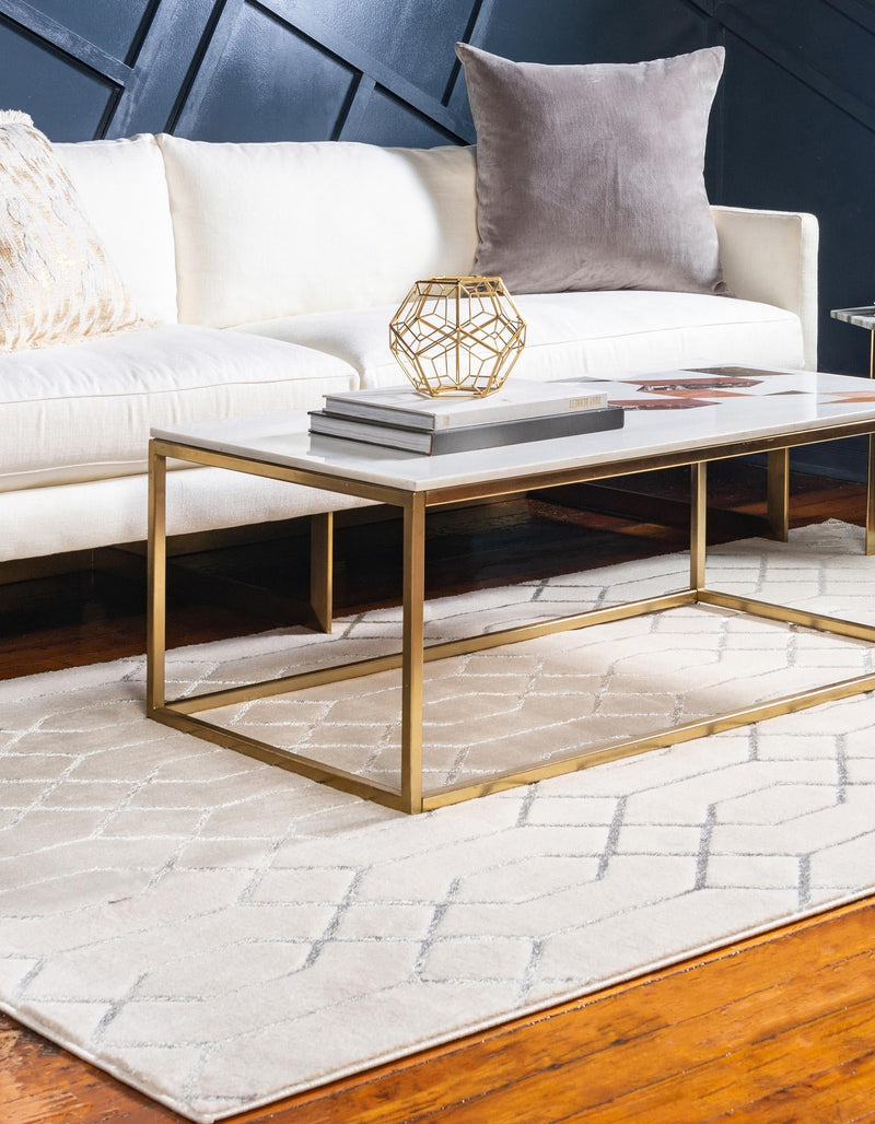 Hollywood Luxe Collection Area Rug - Sunset (White Silver) Rectangle White Silver lifestyle 3