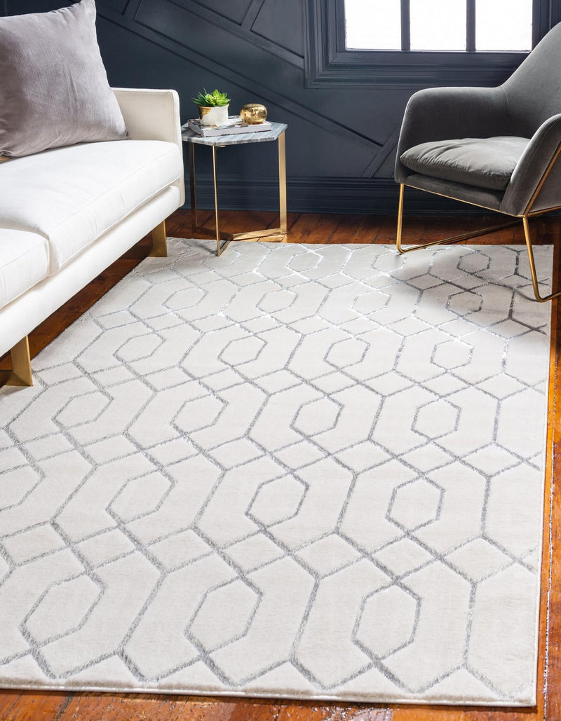 Hollywood Luxe Collection Area Rug - Sunset (White Silver) Rectangle White Silver lifestyle 18