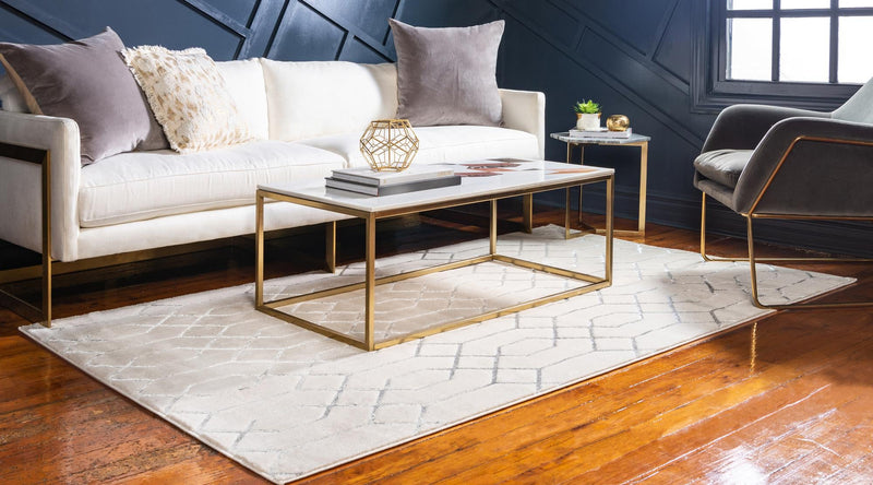Hollywood Luxe Collection Area Rug - Sunset (White Silver) Rectangle White Silver lifestyle 20