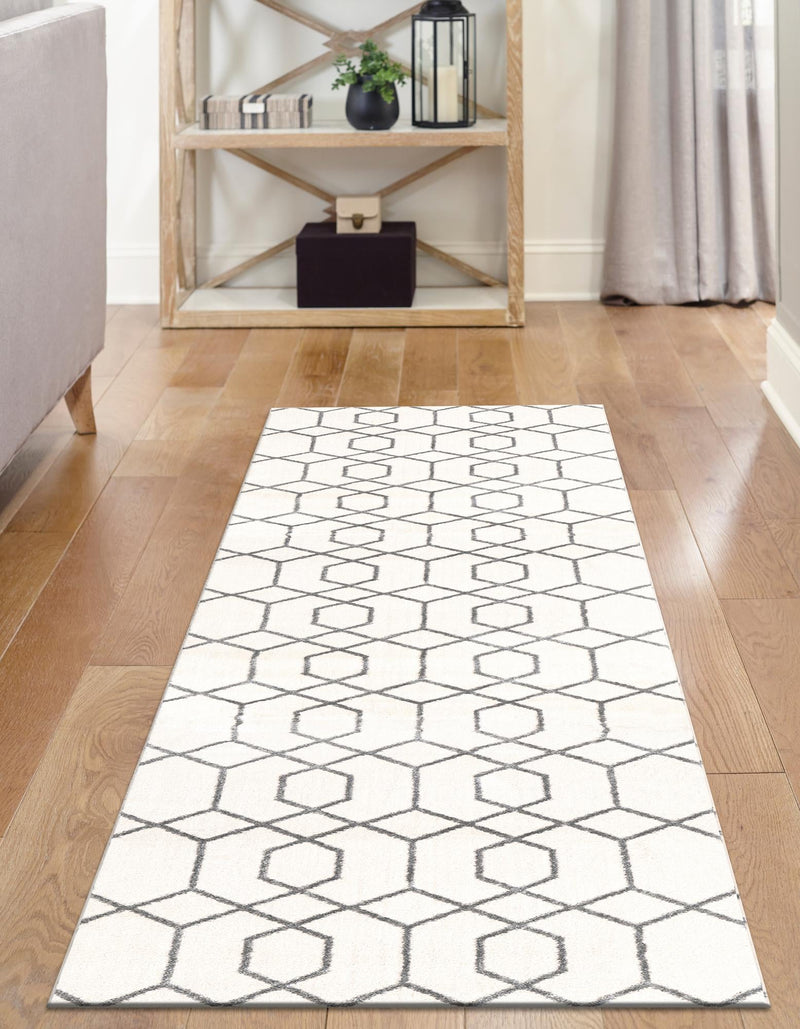 Hollywood Luxe Collection Area Rug - Sunset (White Silver) Runner White Silver lifestyle 36