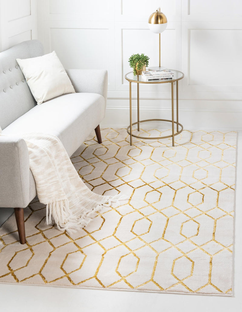 Hollywood Luxe Collection Area Rug - Sunset (White Gold) Rectangle White Gold lifestyle 2
