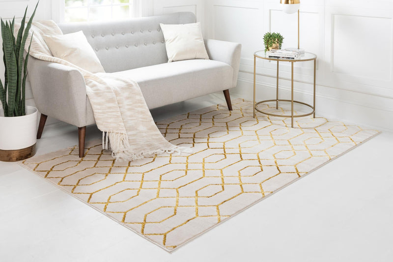 Hollywood Luxe Collection Area Rug - Sunset (White Gold) Rectangle White Gold lifestyle 3