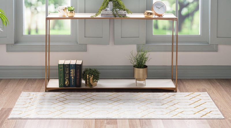 Hollywood Luxe Collection Area Rug - Sunset (White Gold) Runner White Gold lifestyle 27