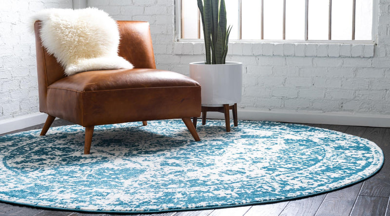 Amalfi Coast Woven Collection Area Rug - Positano Round Blue lifestyle 23