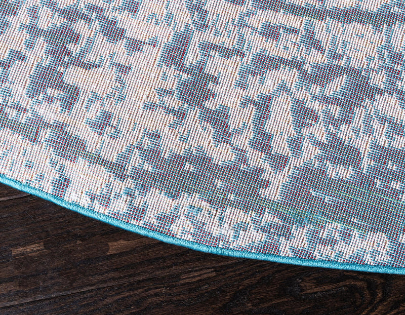 Amalfi Coast Woven Collection Area Rug - Positano Round Blue lifestyle 37