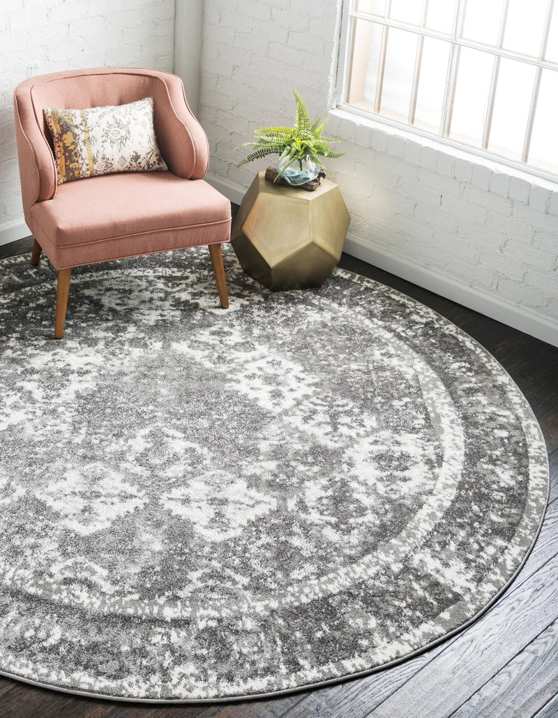 Amalfi Coast Woven Collection Area Rug - Positano Round Gray lifestyle 60