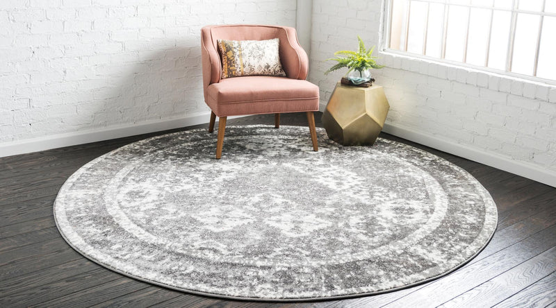 Amalfi Coast Woven Collection Area Rug - Positano Round Gray lifestyle 72