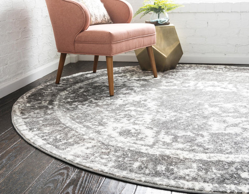 Amalfi Coast Woven Collection Area Rug - Positano Round Gray lifestyle 83