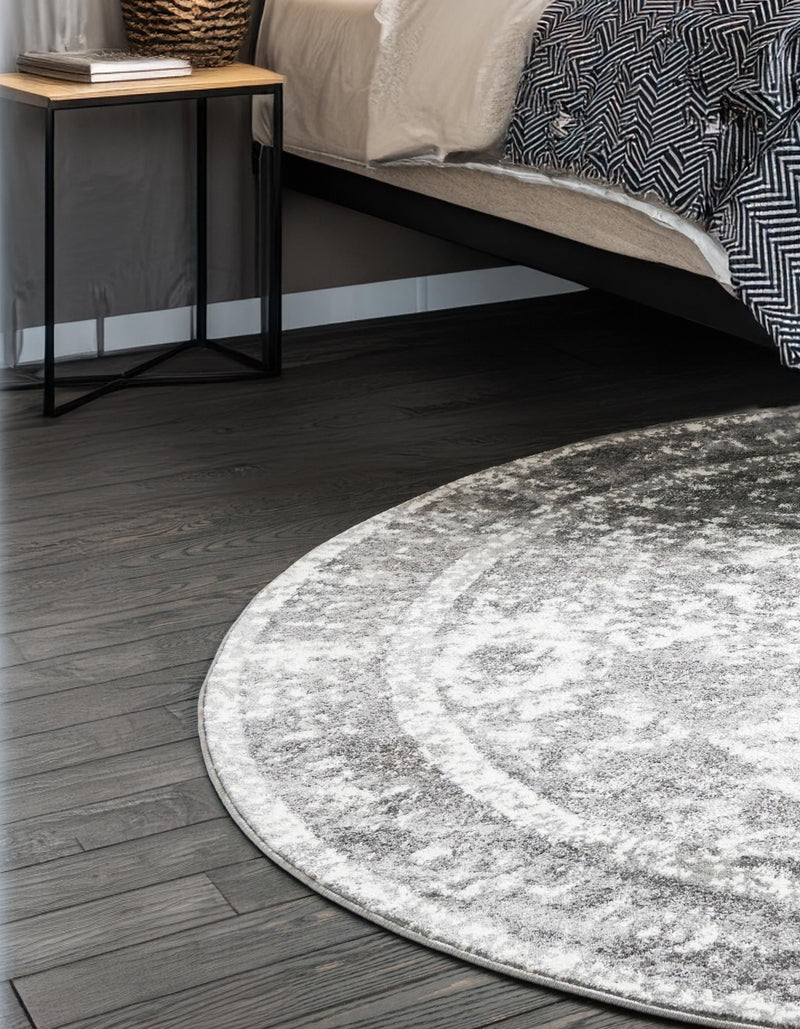 Amalfi Coast Woven Collection Area Rug - Positano Round Gray lifestyle 90
