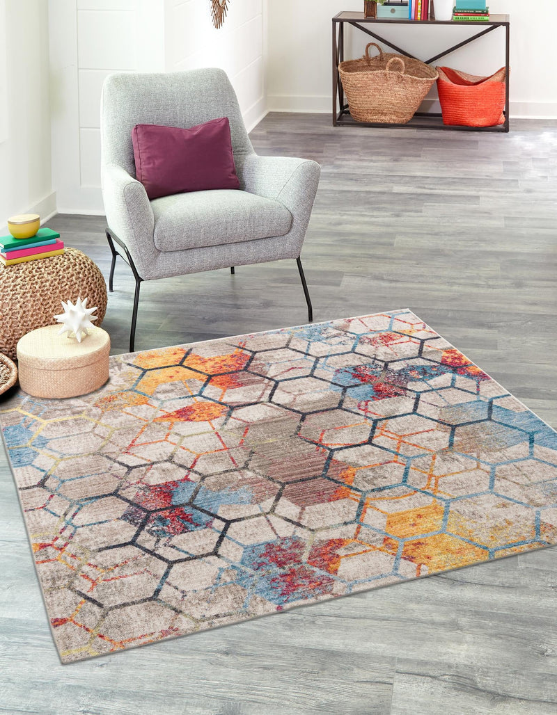 Spectrum Array Collection Area Rug - Aurora Square White lifestyle 19