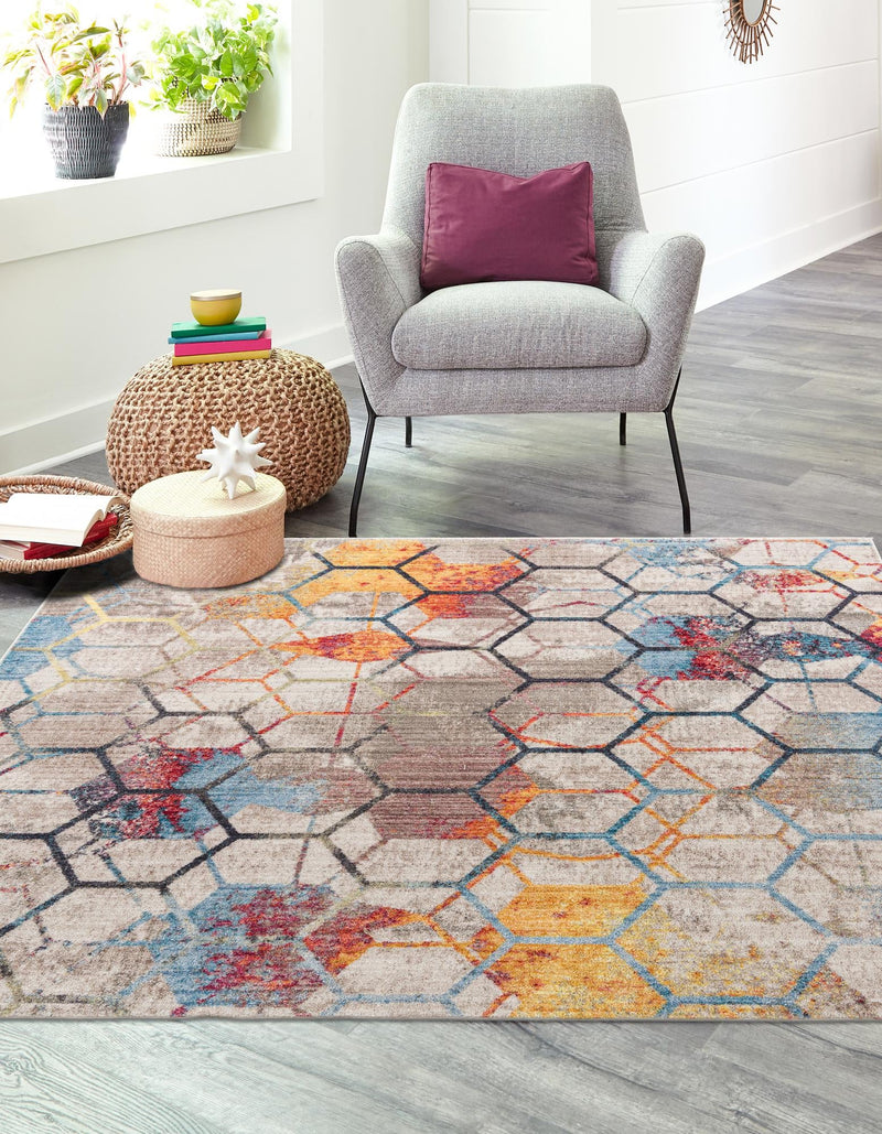 Spectrum Array Collection Area Rug - Aurora Square White lifestyle 21