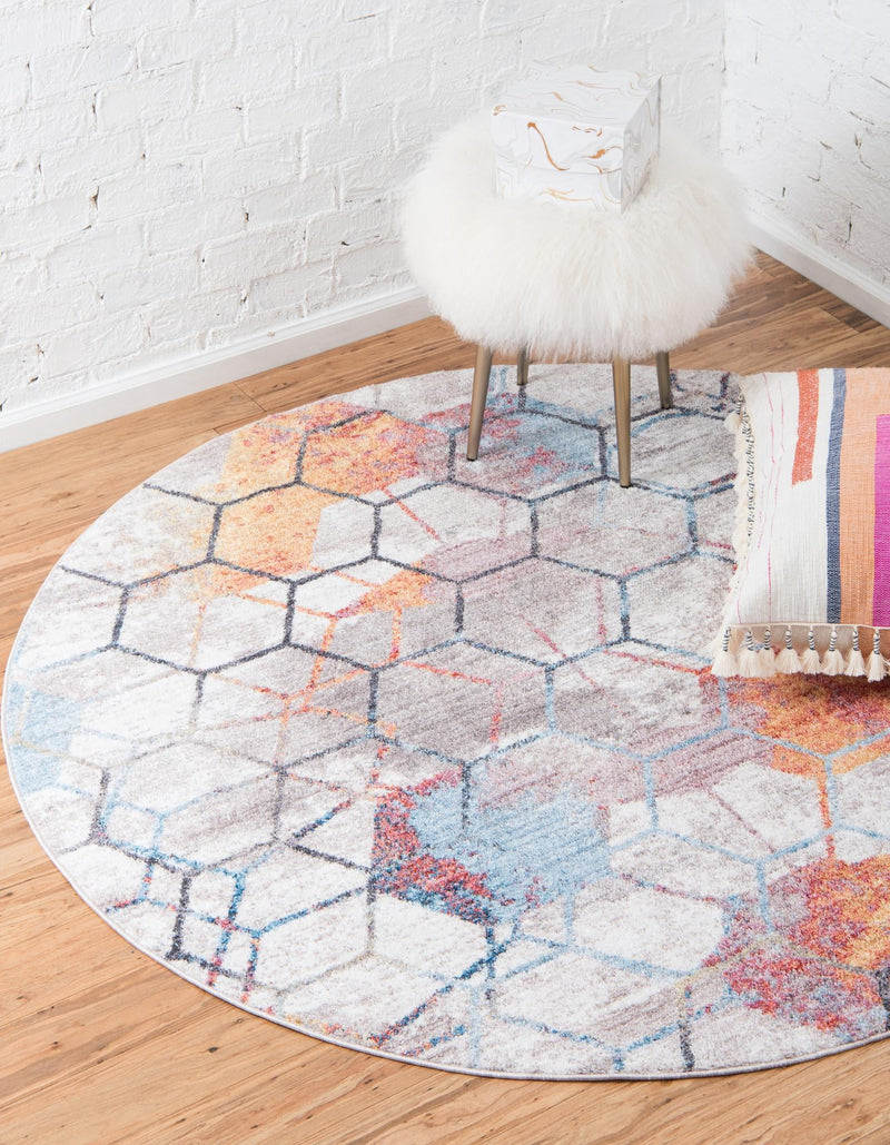 Spectrum Array Collection Area Rug - Aurora Round White lifestyle 40