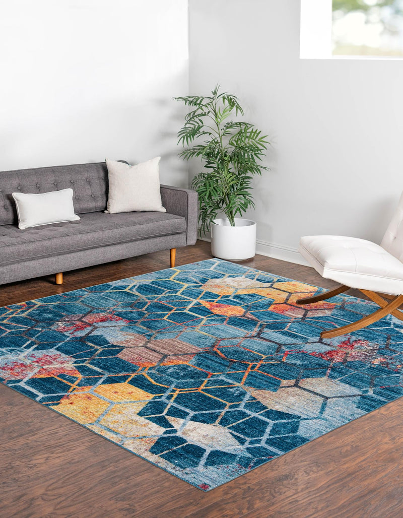 Spectrum Array Collection Area Rug - Aurora Square Blue lifestyle 51