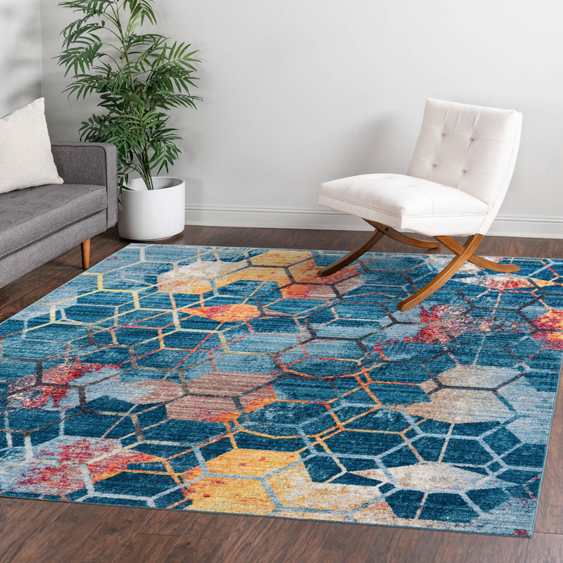 Spectrum Array Collection Area Rug - Aurora Square Blue lifestyle 81