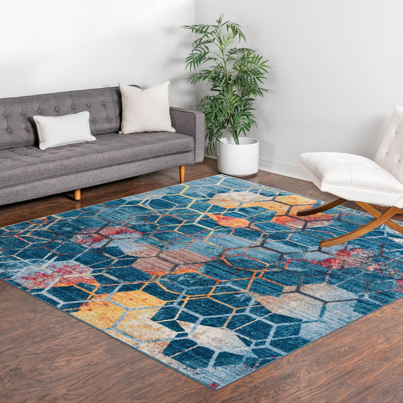 Spectrum Array Collection Area Rug - Aurora Square Blue lifestyle 83