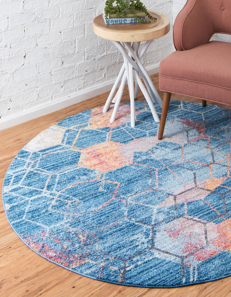 Spectrum Array Collection Area Rug - Aurora Round Blue lifestyle 43