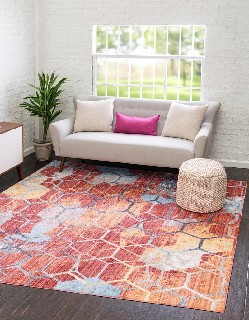 Spectrum Array Collection Area Rug - Aurora Square Red lifestyle 45
