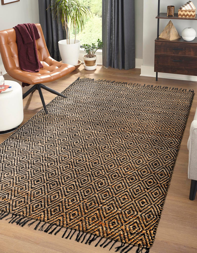 Woven Seaside Jute Collection Area Rug - Marina Rectangle Black lifestyle 3