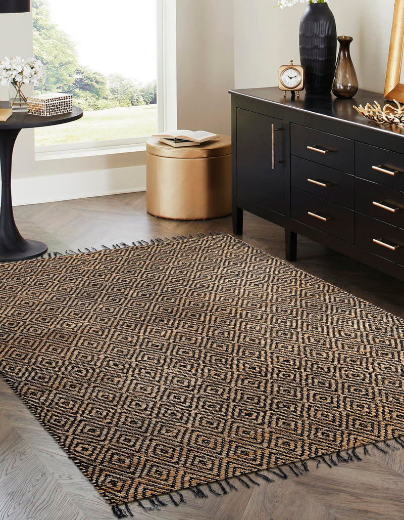 Woven Seaside Jute Collection Area Rug - Marina Rectangle Black lifestyle 5