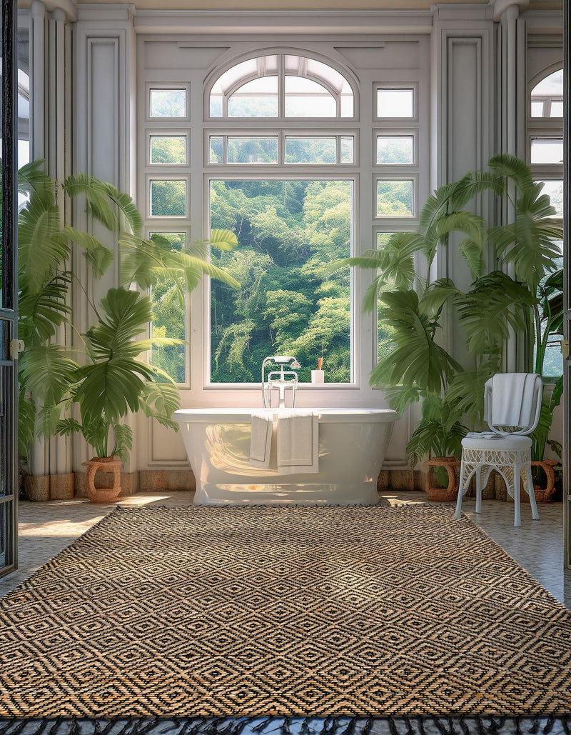 Woven Seaside Jute Collection Area Rug - Marina Rectangle Black lifestyle 19
