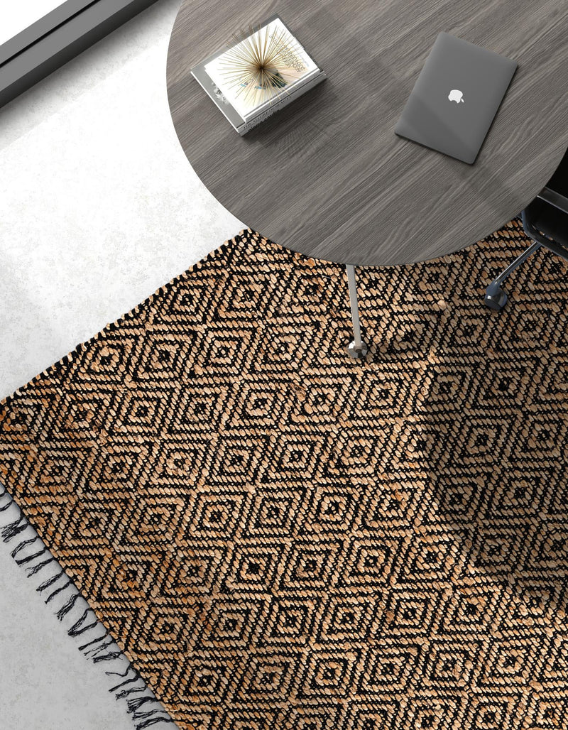 Woven Seaside Jute Collection Area Rug - Marina Rectangle Black lifestyle 21