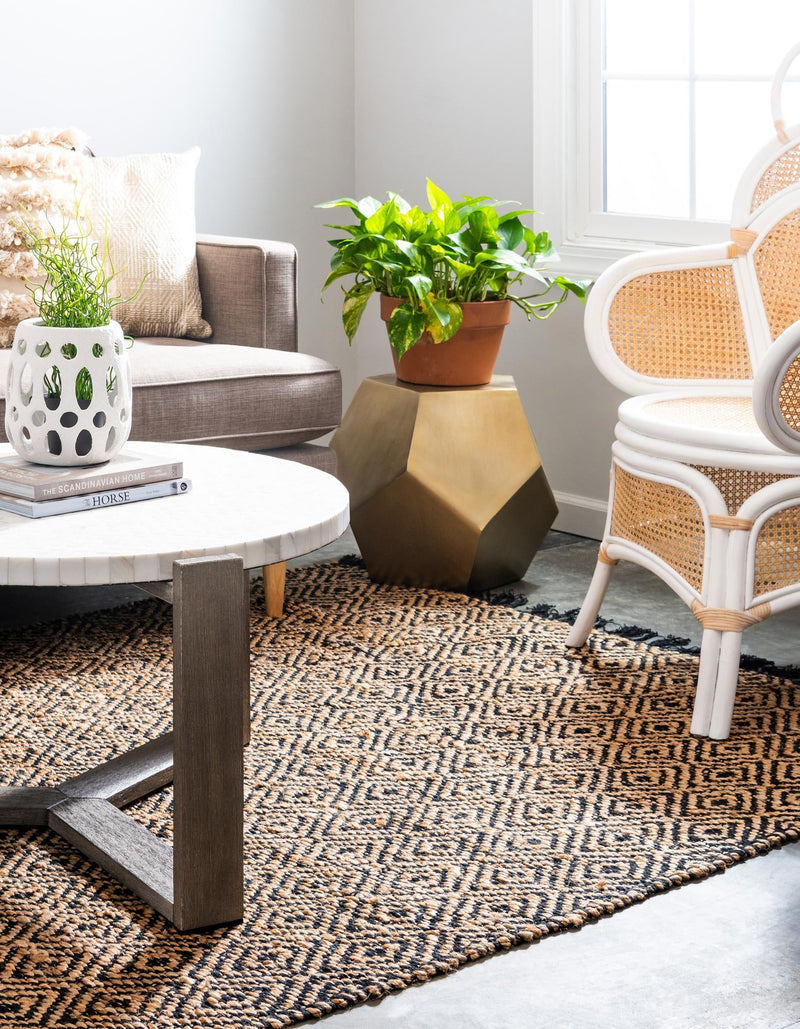 Woven Seaside Jute Collection Area Rug - Marina Rectangle Black lifestyle 23