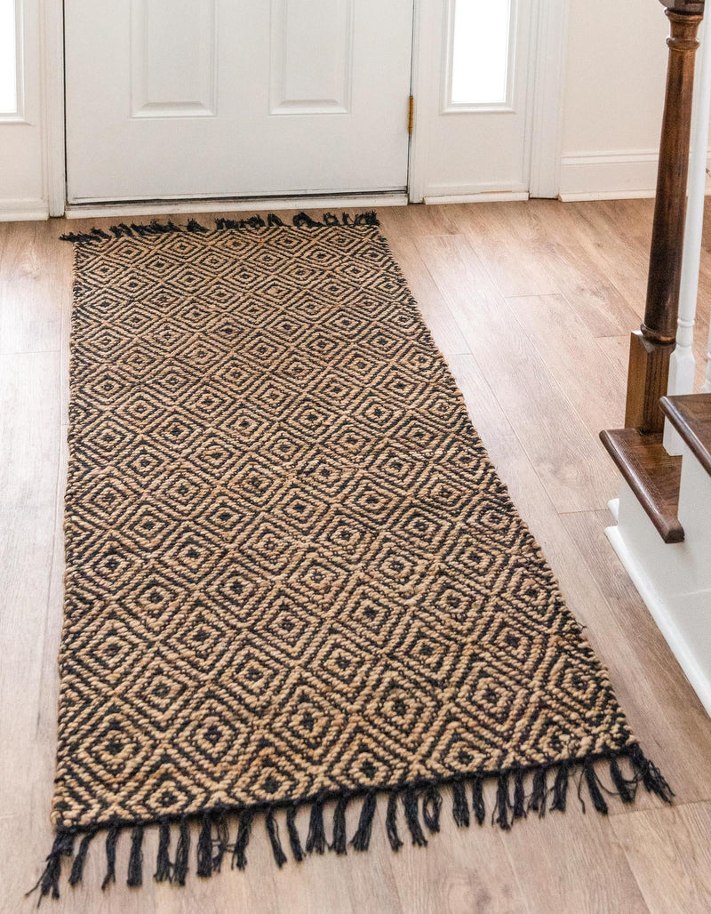 Woven Seaside Jute Collection Area Rug - Marina Runner Black lifestyle 50