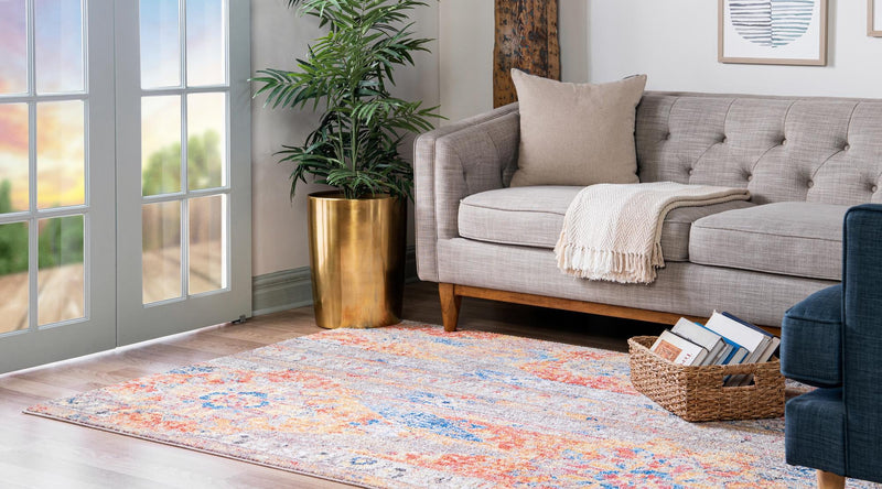 Seville Woven Collection Area Rug - Alcazar Rectangle Orange lifestyle 9