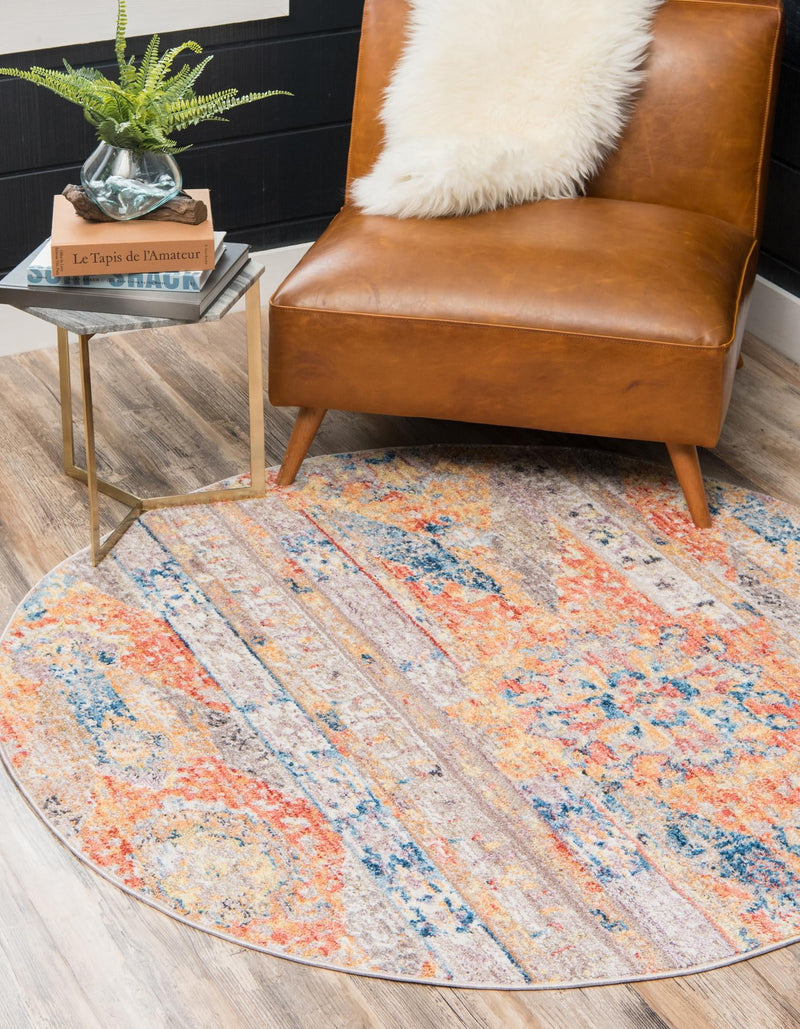 Seville Woven Collection Area Rug - Alcazar Round Orange lifestyle 37