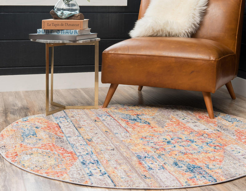 Seville Woven Collection Area Rug - Alcazar Round Orange lifestyle 43