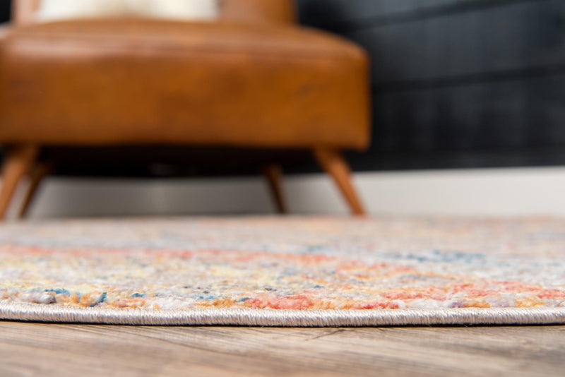 Seville Woven Collection Area Rug - Alcazar Round Orange lifestyle 47