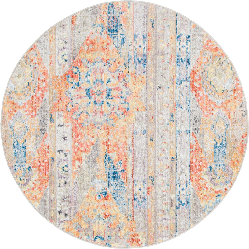 Seville Woven Collection Area Rug - Alcazar Round Orange lifestyle 33