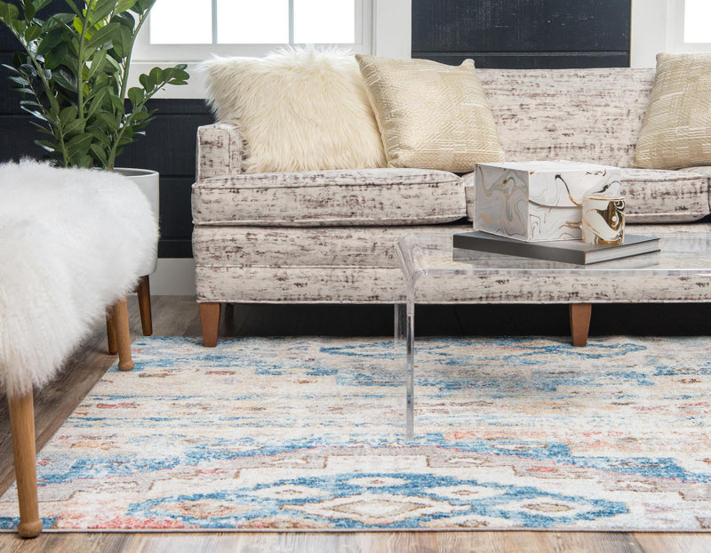 Seville Woven Collection Area Rug - Triana Rectangle Light Blue lifestyle 22