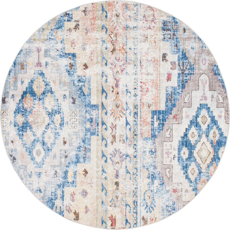 Seville Woven Collection Area Rug - Triana Round Light Blue lifestyle 33