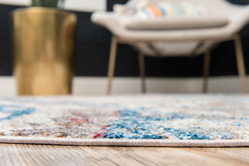 Seville Woven Collection Area Rug - Triana Round Light Blue lifestyle 51