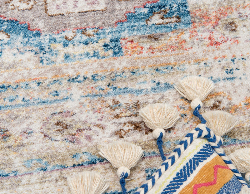 Seville Woven Collection Area Rug - Triana Round Light Blue lifestyle 56