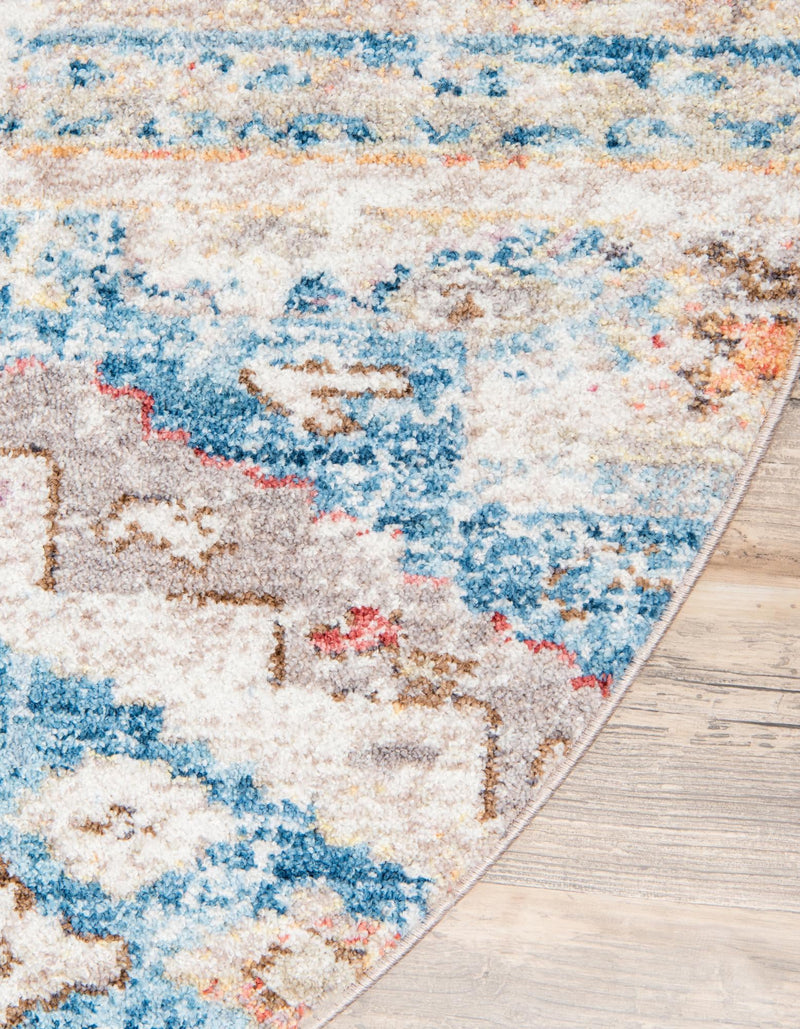 Seville Woven Collection Area Rug - Triana Round Light Blue lifestyle 63