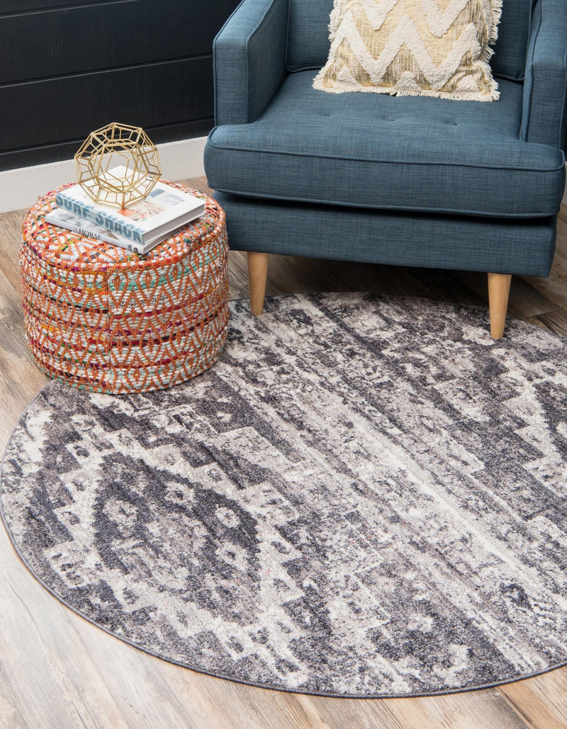 Seville Woven Collection Area Rug - Triana Round Gray lifestyle 39