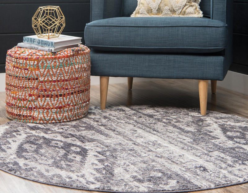 Seville Woven Collection Area Rug - Triana Round Gray lifestyle 47
