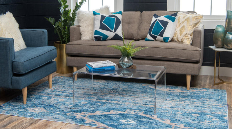 Seville Woven Collection Area Rug - Triana Rectangle Blue lifestyle 7