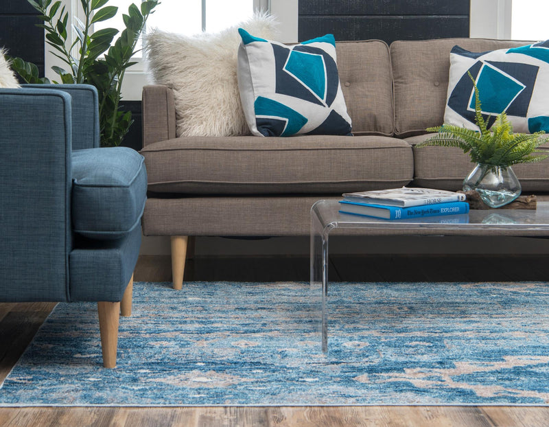Seville Woven Collection Area Rug - Triana Rectangle Blue lifestyle 10