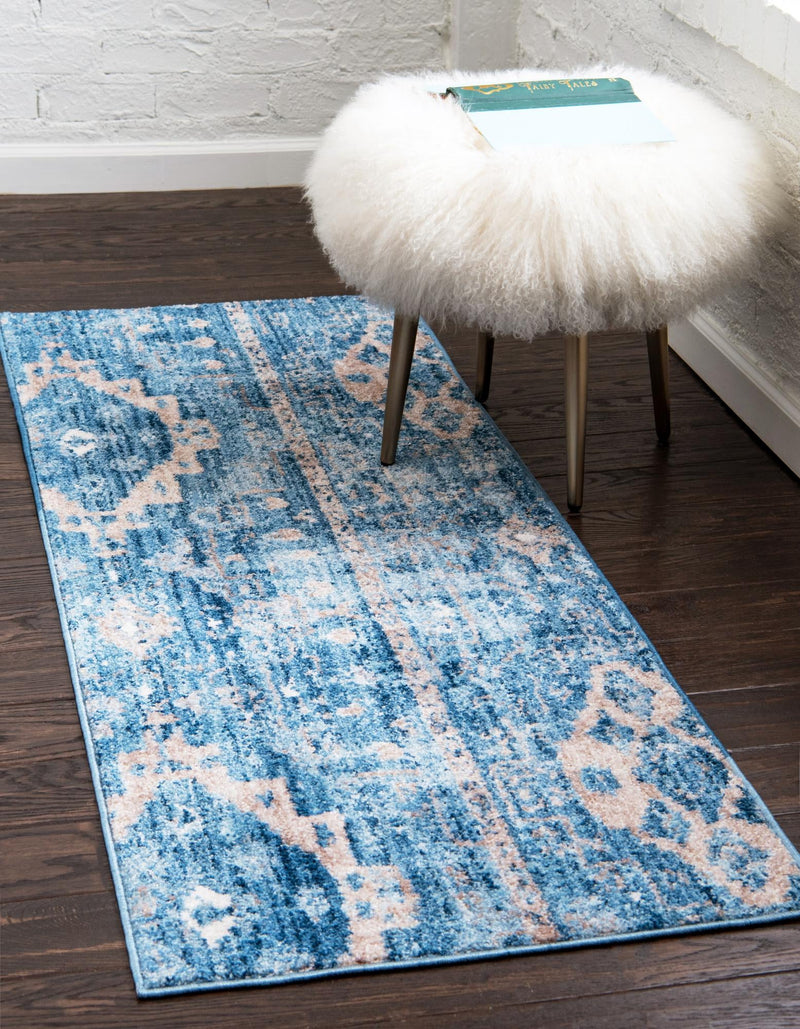 Seville Woven Collection Area Rug - Triana Runner Blue lifestyle 36