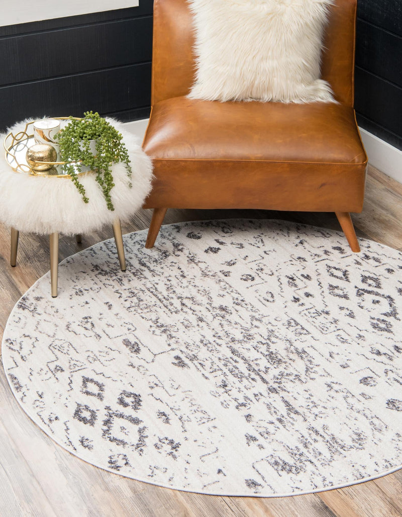 Seville Woven Collection Area Rug - Triana Round Ivory lifestyle 79