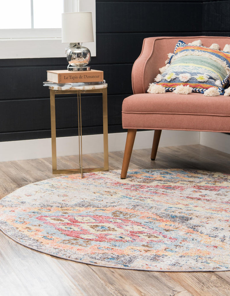 Seville Woven Collection Area Rug - Triana Round Multi lifestyle 45