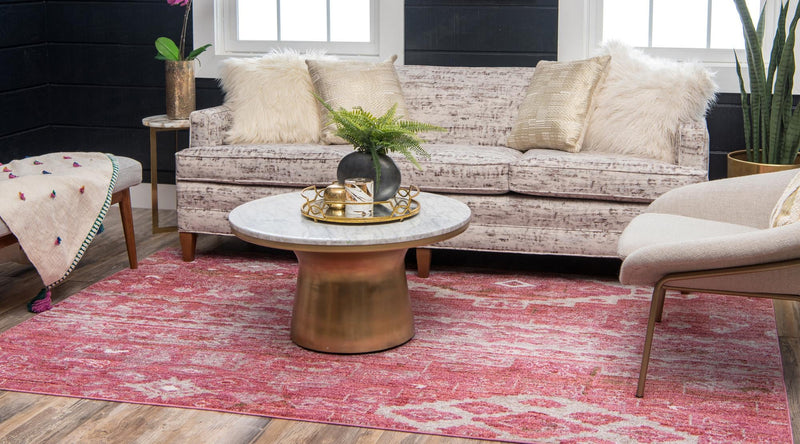 Seville Woven Collection Area Rug - Triana Rectangle Pink lifestyle 18