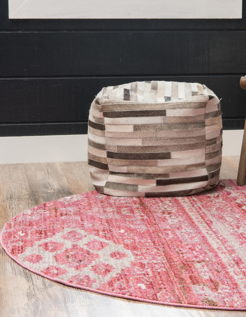Seville Woven Collection Area Rug - Triana Round Pink lifestyle 107