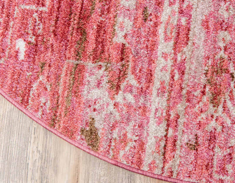 Seville Woven Collection Area Rug - Triana Round Pink lifestyle 143