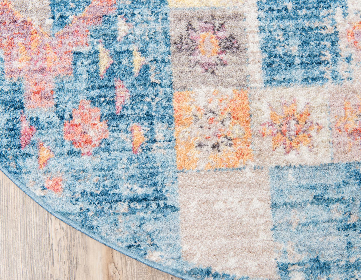 Seville Woven Collection Area Rug - Giralda Round Blue lifestyle 23