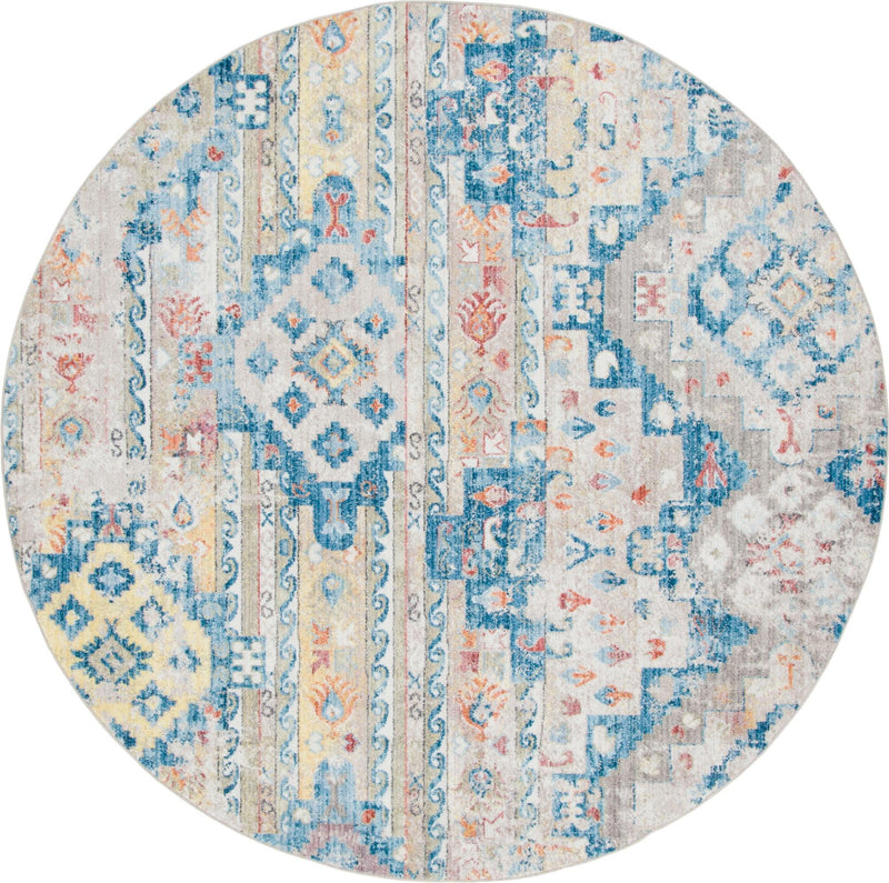 Seville Woven Collection Area Rug - Huelva Round Multi lifestyle 12